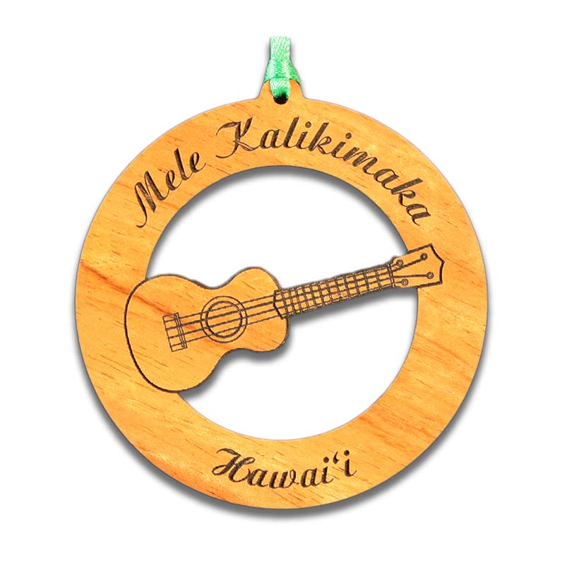 Hawaiian Koa wood Christmas ornament - Ukelele design